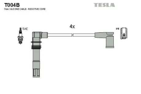 Кабель запалювання к-кт VAG 00- 1,4 TESLA T004B