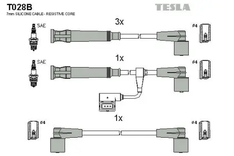 Провід високовольтний, комплект Bmw 3 (E36) BLATNA TESLA T028B