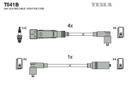 Провода высоковольтные (к-кт) SKODA OCTAVIA I 1.6i BLATNA TESLA T041B