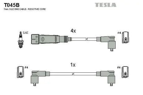 Провід високовольтний, комплект VW Caddy II 1.6i BLATNA TESLA T045B