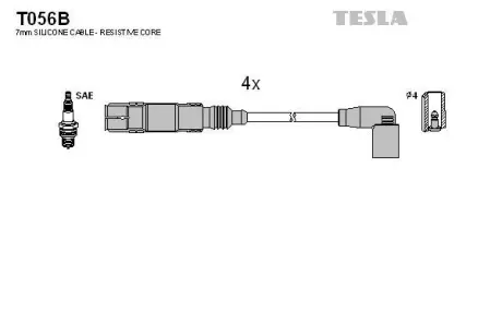 Провід високовольтний, комплект Skoda Fabia II, Octavia II/ VW Caddy III, Golf VI, Polo V 1.2 TSI BLATNA TESLA T056B