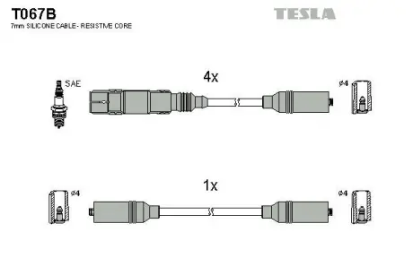 Провода высоковольтные (к-кт) VW SHARAN (95-10) 2.0i BLATNA TESLA T067B