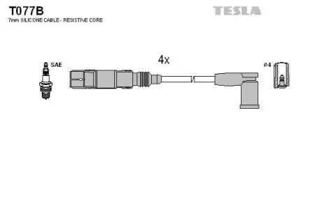 Провода высоковольтные (к-кт) SKODA OCTAVIA I 2.0i BLATNA TESLA T077B