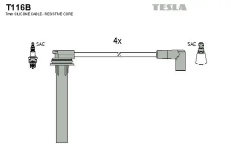 Провід високовольтний, комплект Mini Cooper (01-06)/ Chrysler PT Cruiser (01-10) 1.6i BLATNA TESLA T116B
