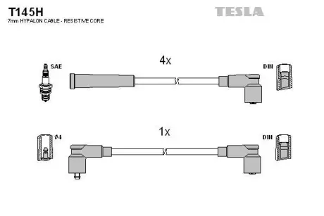 Кабель запалювання к-кт Аналог TES T372S Skoda Felicia 94-01 1,3 135B (SPI) TESLA T145H