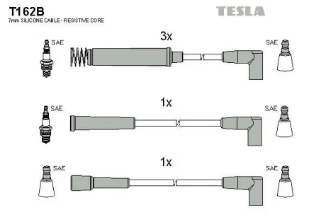 Кабель запалювання к-кт Opel Ascona, Astra,Corsa,Kadet 86-98 TESLA T162B