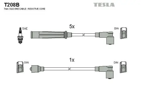 Кабель запалювання к-кт Audi 100 80-84 1,9 TESLA T208B