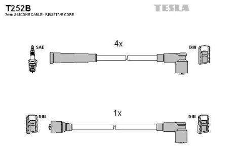 Кабель запалювання к-кт Mitsubishi 79-00 TESLA T252B