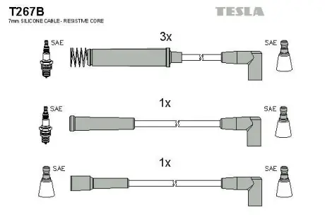 Кабель запалювання к-кт Opel Ascona, Kadet 86-94 1,6 TESLA T267B