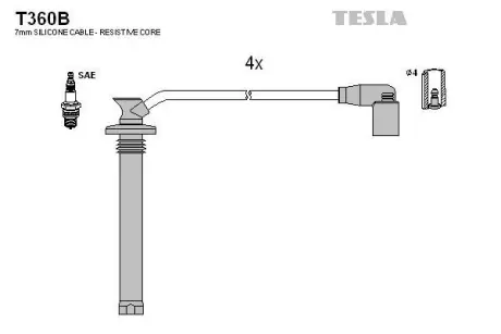 Провід високовольтний, комплект Chery Amulet, Bonus 1.5i BLATNA TESLA T360B