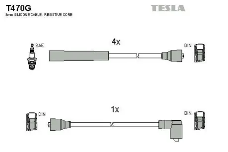 Кабель запалювання к-кт Ford Sierra 82-93 1,3 TESLA T470G