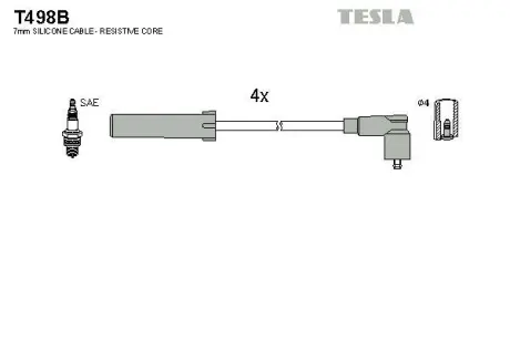 Кабель запалювання к-кт Citroen, Peugeot,Fiat, Lancia 91-04 2,0 TESLA T498B
