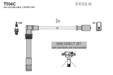 Провід високовольтний, комплект Audi A4 B5, A6 C4/ VW Passat B5 1.8i BLATNA TESLA T594C