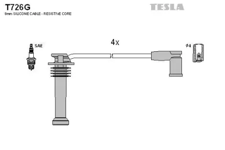 Провода высоковольтные (к-кт) FORD TRANSIT (02-13) 1.8i BLATNA TESLA T726G