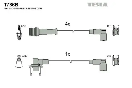 Кабель запалювання к-кт Renault 21,25 84-94 2,0 TESLA T786B