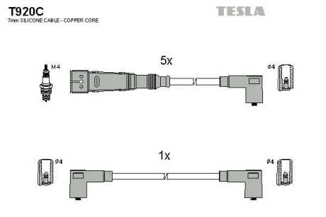 Кабель запалювання к-кт VW T4 90-03 3,5 BLATNA TESLA T920C