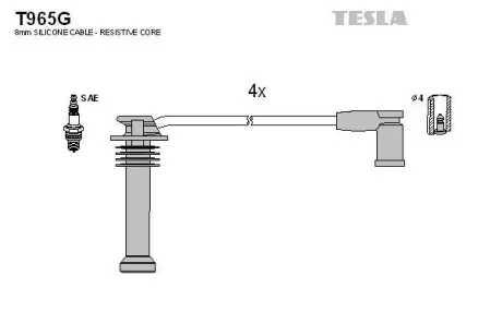 Кабель запалювання к-кт Ford Fiesta 05- 2,0, Mondeo III 00- 1,8 TESLA T965G