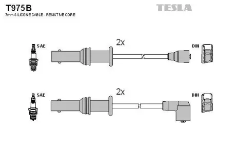 Кабель запалювання к-кт Subaru Forester, Impreza,Legasy 92-98 1,6 TESLA T975B