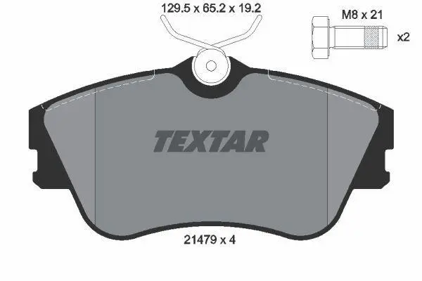 Комплект гальмівних колодок передн, VW CALIFORNIA T4 CAMPER, TRANSPORTER T4 1.8-2.8 07.90-06.03 TEXTAR 2147902 (фото 1)