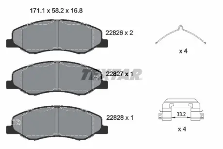 Комплект гальмівних колодок TEXTAR 2282601