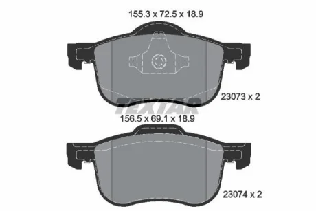 Колодки гальмівні (передні) Volvo S60/S80 2.0/2.4 D/T 98-10 (Teves) Q+ TEXTAR 2307303