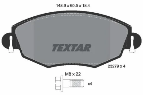 Комплект гальмівних колодок передн, FORD MONDEO III JAGUAR X-TYPE I 1.8-3.0 10.00-12.09 TEXTAR 2327904