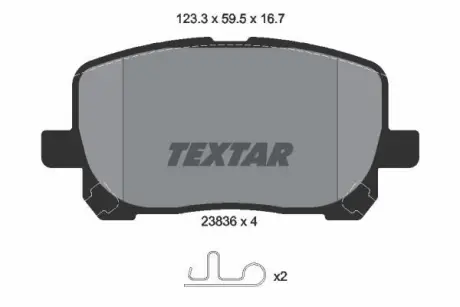 Гальмівні колодки TOYOTA Avensis/Corolla/Matrix "F "01-14 ="" TEXTAR 2383601