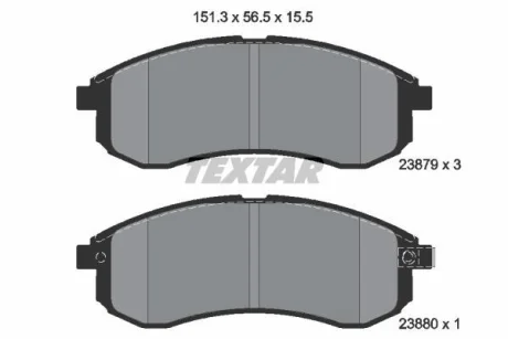 Комплект гальмівних колодок передн, MITSUBISHI L200 2.0/2.5D 01.96-12.07 TEXTAR 2387902