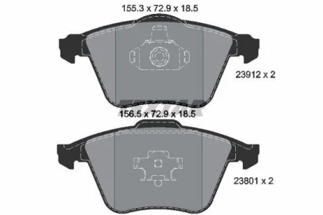 Комплект гальмівних колодок передн, VOLVO C30, C70 II, S40 II, V40, V50 FORD FOCUS II MAZDA 3 SAAB 9-3, 9-3X 1.5-Electric 09.02-08.19 TEXTAR 2391201