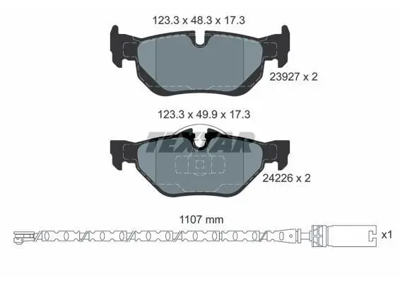 Комплект гальмівних колодок задн, BMW 1 (E81), 1 (E87), 1 (E88) 2.0/3.0 09.06-12.13 TEXTAR 2392707 (фото 1)