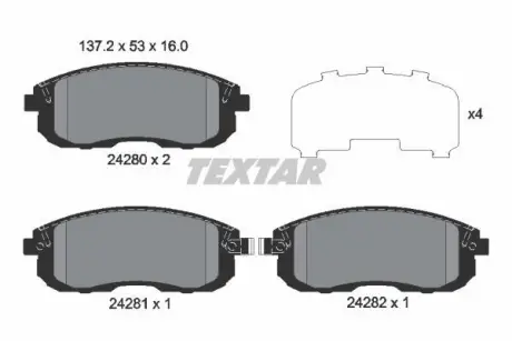 Гальмівні колодки FIAT/NISSAN/SUZUKI Cedici/Cube/SX4 "F "01>> ="" TEXTAR 2428001