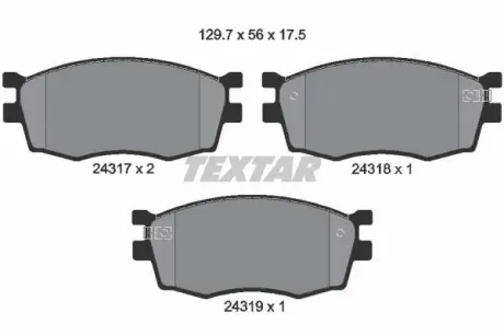 A_Гальмівні колодки HYUNDAI/KIA Accent/Pride/Rio "F "00>> ="" TEXTAR 2431701