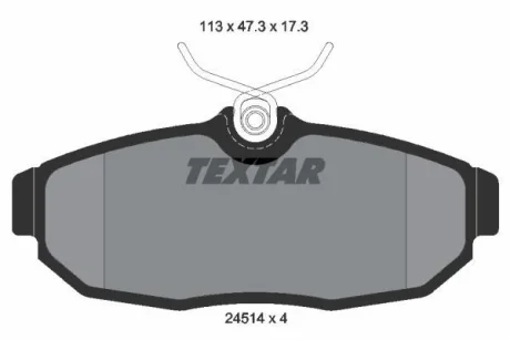 Комплект гальмівних колодок задн, FORD USA MUSTANG 3.7-5.4 12.04- TEXTAR 2451401
