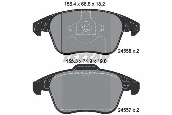 Комплект гальмівних колодок передн, DS DS 3 / DS 3, DS 4, DS 5 CITROEN C4 GRAND PICASSO I, C4 II, C4 III, C4 PICASSO I, DS4, DS5 OPEL CORSA F, MOKKA PEUGEOT 2008 II, 207 1.2-Electric 10.06- TEXTAR 2455801 (фото 1)