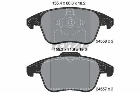 Комплект гальмівних колодок передн, DS DS 3 / DS 3, DS 4, DS 5 CITROEN C4 GRAND PICASSO I, C4 II, C4 III, C4 PICASSO I, DS4, DS5 OPEL CORSA F, MOKKA PEUGEOT 2008 II, 207 1.2-Electric 10.06- TEXTAR 2455801