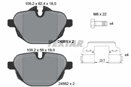 Колодки гальмівні (задні) BMW 5 (F10-11/G30-31)/X3 (F25/G01) /X5 (G05) 10- (TRW) TEXTAR 2456101