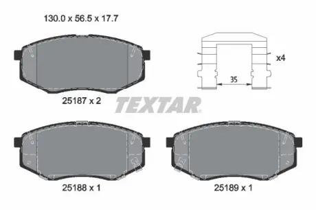 Гальмівні колодки KIA Optima "F "15>> ="" TEXTAR 2518704