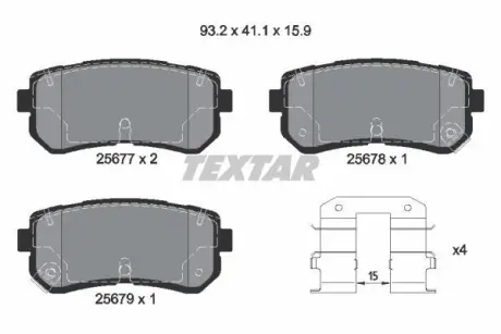 Гальмівні колодки HYUNDAI/KIA Creta/IX20/Kona/Sonata/Optima/Soul "R "10>> ="" TEXTAR 2567701
