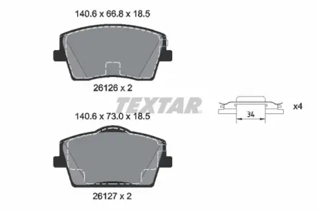 Гальмівні колодки VOLVO XC40 "F "17>> ="" TEXTAR 2612601