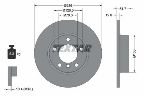 A_Диск гальмівний BMW 3(E36)/Z3(E36) "F D=286mm "90-"03 ="" TEXTAR 92055503
