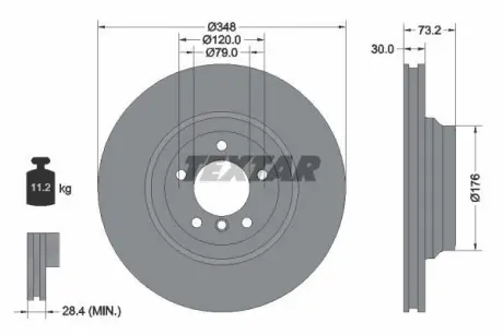 Диск гальмівний BMW 3(E90,E92) "F D=348mm "05-15 ="" TEXTAR 92155305