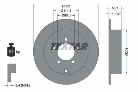 Диск гальмівний MITSUBISHI/PEUGEOT Lancer EVO/Outlander II/4007 "R D=302mm "05>> ="" TEXTAR 92167003