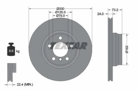 Диск гальмівний передн лів/прав BMW 2 (F22, F87), 2 (F23), 3 (F30, F80), 3 (F31), 3 GRAN TURISMO (F34), 4 (F32, F82), 4 (F33, F83), 4 GRAN COUPE (F36) 2.0-3.0D 11.11- 92242005 TEXTAR 92242003