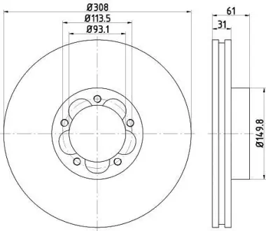 A_Диск гальмівний FORD Transit "F D=308mm "13>> ="" TEXTAR 92274303