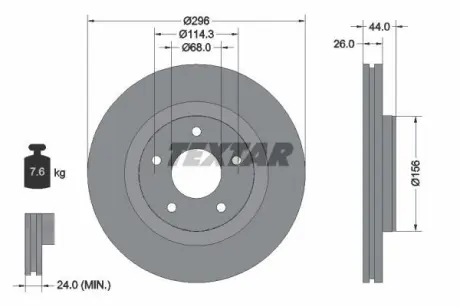 Диск гальмівний передн Лів/Прав NISSAN JUKE, PULSAR 1.6 06.10- TEXTAR 92285905