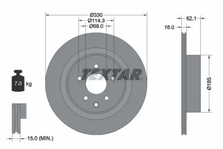 Диск гальмівний INFINITI EX/G "R D=330mm "07>> ="" TEXTAR 92319703