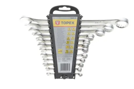 Гаечные ключи комбинированные, 6-22 мм, набор из 12 шт..(TOPEX) Topex 35D375