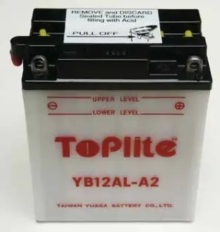 12V,12Ah,д. 135, ш. 81, в.161, Объем 0,8, вес 4,1 кг, без электролита TOPLITE YB12AL-A2