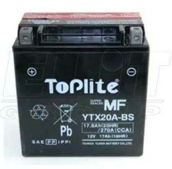 12V,17Ah,д. 150, ш. 87, в.161, электролит в к-те, вес 6 кг TOPLITE YTX20A-BS