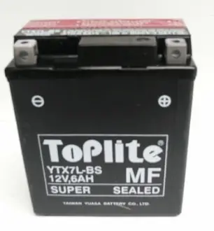 12V,6Ah,д. 114, ш. 71, в.131, электролит в к-те, вес 2,35 кг TOPLITE YTX7L-BS